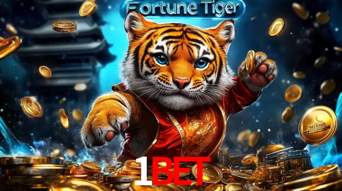 Imagem promocional do jogo de slot Fortune Tiger, com um tigre majestoso em traje tradicional cercado por uma fortuna em moedas de ouro, disponível agora no cassino 1BET.